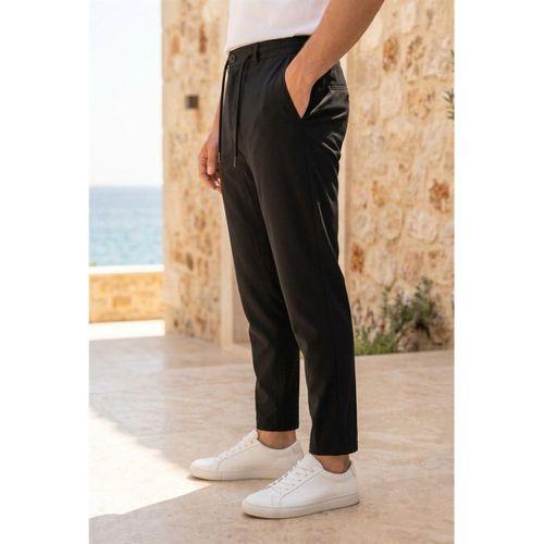 Partain Havuç Kesim Bezayağı Kumaş Boyfriend Kalıp Jogger Erkek Pantolon - Siyah