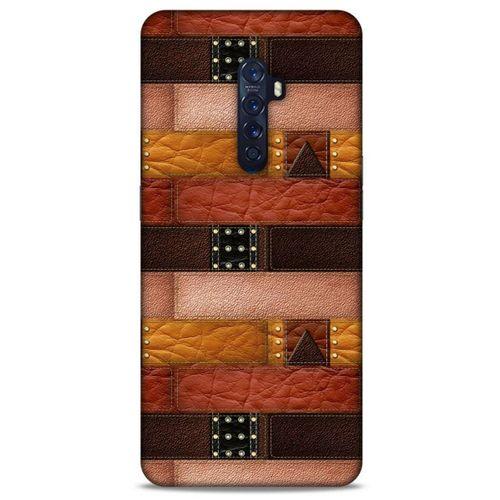 Oppo Reno 2 Kılıf Patchwork (33) Hybrid Kılıf Kahve Toz Pembe