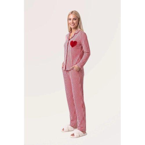 Kadın Pijama Takımı - Çizgili Uzun Kol