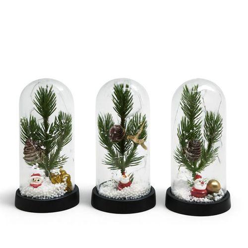 Yılbaşı Temalı Işıklı  Dekoratif Cam Fanus