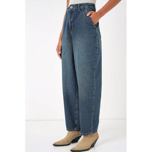 6688 Yüksek Bel Baggy Kot Pantolon - İndigo