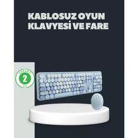 Retro Daktilo Stilli Kablosuz Klavye Mouse Seti – Sessiz Ve Şık
