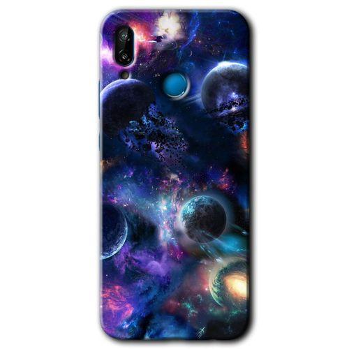 Huawei P20 Lite Kılıf Kapak - Gezegen Karışımı +Hayalet Ekran Yandan Gözükmez