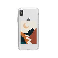 iPhone Xs Ay Dere Desenli Premium Şeffaf Silikon Kılıf