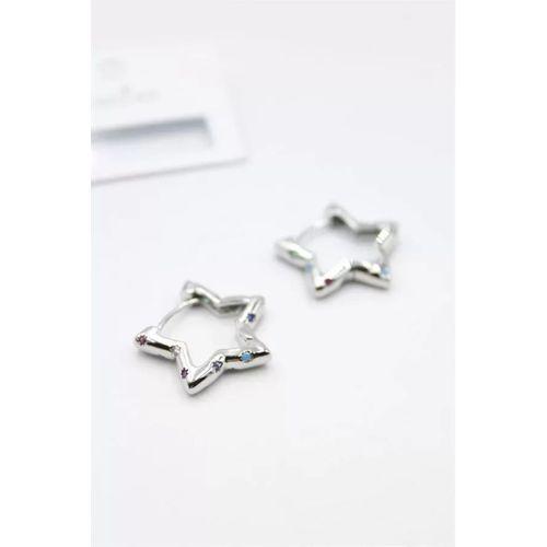 Taşlı Yıldız Küpe - Gümüş