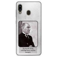 Samsung Galaxy A20 Kılıf Atatürk (1) Kılıfı Açık Gri