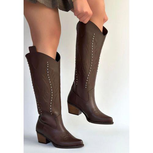 Meof Acı Kahve Cilt Topuklu Çizme