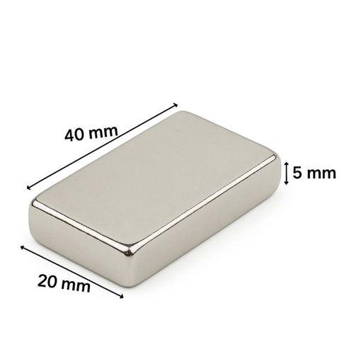 50 Adet 40x20x5mm Neodyum Magnet Güçlü N35 Mıknatıs Köşeli Nikel Kaplama