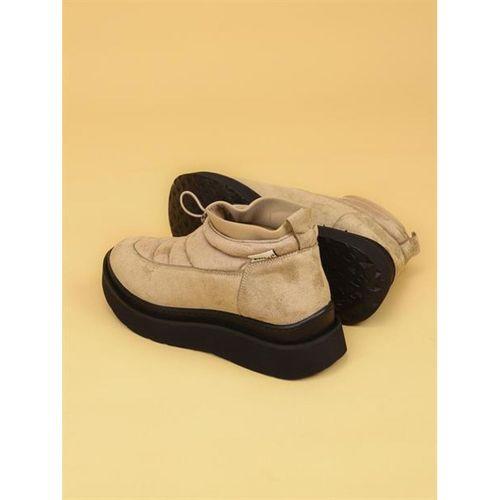 LUXOR Kadın Dolgulu Kışlık Bej Sneaker Bot