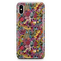 Apple iPhone XS Kılıf Doodle Dikiş Makinesi Arka Kapak Koruma Desenli Full Koruyucu
