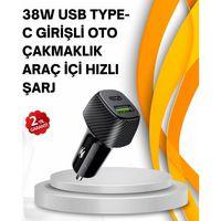 Kompakt Tasarımlı Type-c + Usb Girişli Araç Şarj Başlığı