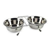 Beeztees Köpek İkili Mama ve Su Kabı, Paslanmaz Çelik, Sessiz&Kaymaz, 20cm, 2x1600ml