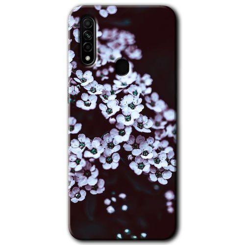 MRCİLETİSİM Oppo A31 Kılıf Baskılı Kapak - Beyaz Çiçek + 5D Tam Kaplayan Cam