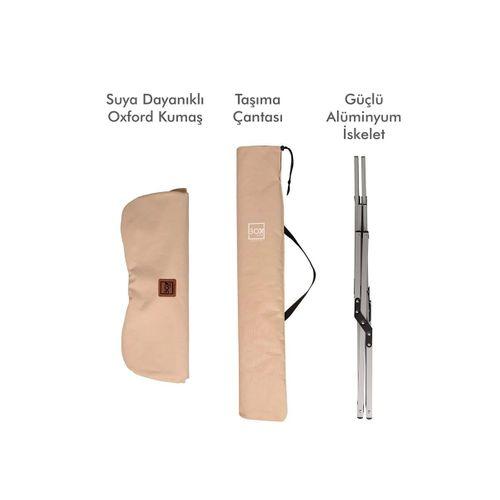 Box&Box Alüminyum Katlanabilir Kamp Sandalyesi, Piknik Sandalyesi, Taşıma Çantalı, Kumaş, Krem
