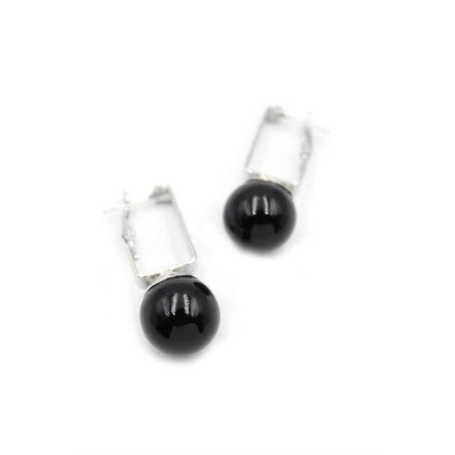 İncili Küpe - Siyah