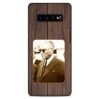 Samsung Galaxy S10 Plus Kılıf Atatürk (28) Arka Kapak Kahve Tahta