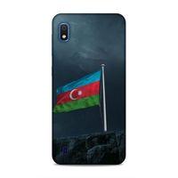 Samsung Galaxy A10 Uyumlu Kılıf Azarbaijan (27) Tasarımlı Kılıf Mavi Beyaz