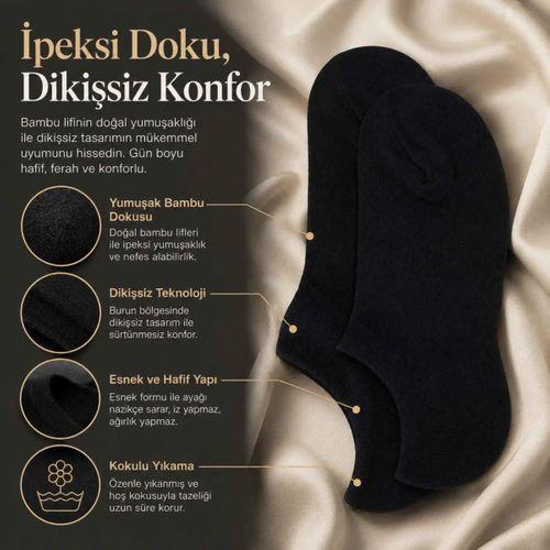 Erkek Bambu 12’li Dikişsiz Babet Çorap Siyah Beyaz Gri Görünmez Sneaker Çorap Nefes Alan Yumuşak