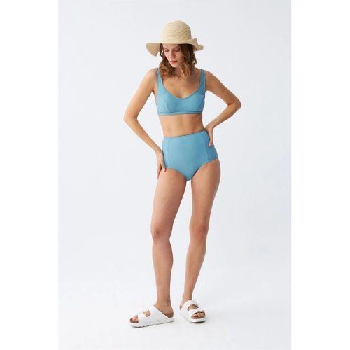 Kadın Basic Turkuaz Pedli Yüksek Bel Bikini Takımı