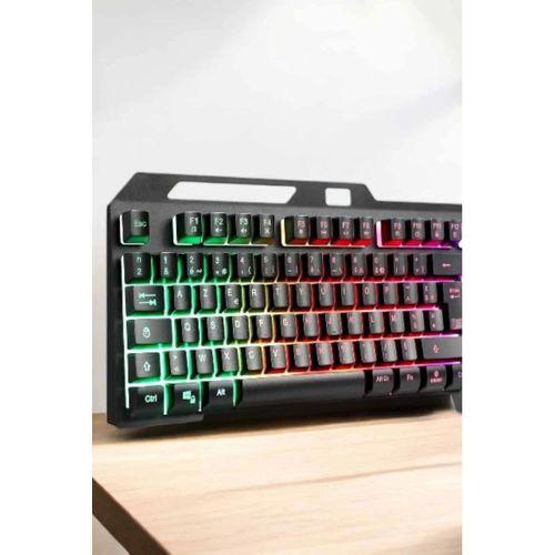 Led Işıklı  Klavye Usb Girişli Rgb Işıklı Q Klavye Mouse Hediyeli