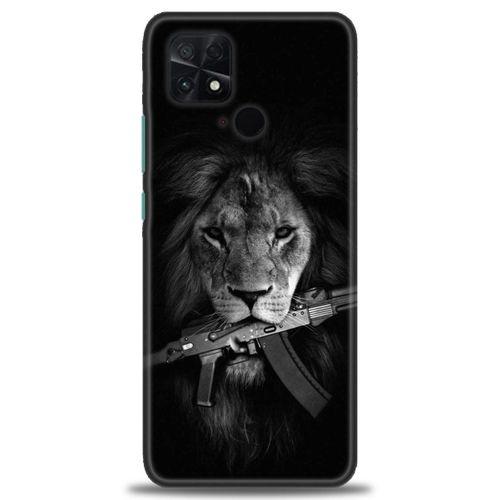 Xiaomi Poco C40 Kılıf HD Baskılı Kılıf - Tüfek ve Aslan + Tam Ekran Koruyucu