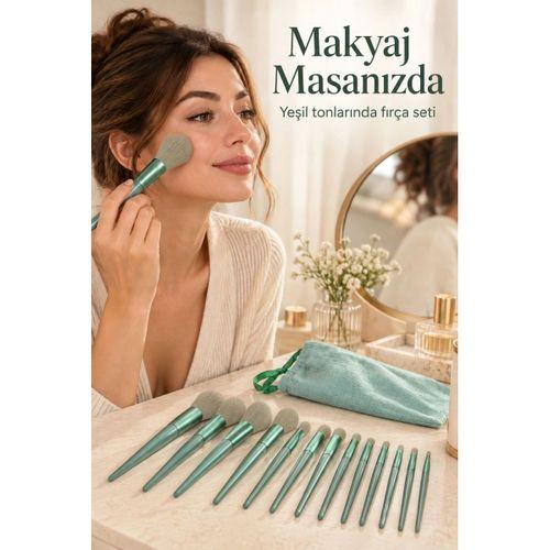 Göz Farı Allık Fondöten İçin Uygun 13'lü Makyaj Fırçası Seti Kompakt Tasarım