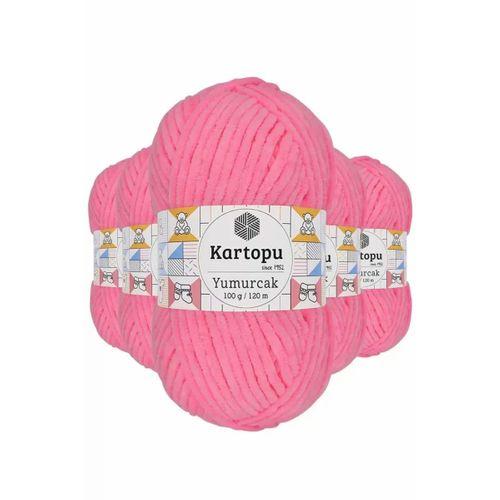 5 Adet Yumurcak Kadife El Örgü İpi Fosfor Pembe K773