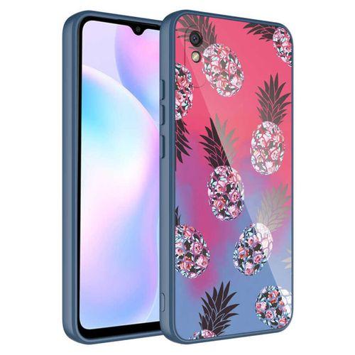 Xiaomi Redmi 9A Uyumlu Kılıf Desenli İçi Kadife Epoksi Kapak Ananas Gül