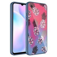 Xiaomi Redmi 9A Uyumlu Kılıf Desenli İçi Kadife Epoksi Kapak Ananas Gül