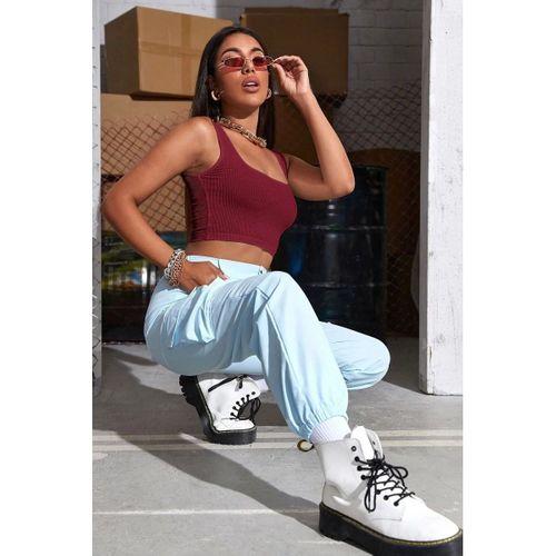 Kadın Bordo Kalın Askılı Crop Top Büstiyer Esnek Kumaş Şık Basic Kadın Üst Giyim