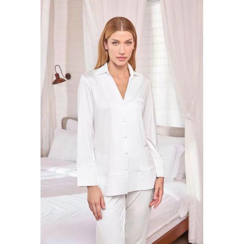 Uzun Kollu Önü Düğmeli Gömlek Yaka Pijama Takımı