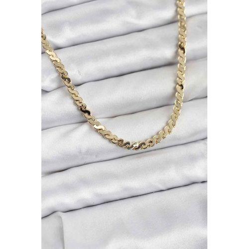Pirinç Gold Renk Yassı Zincir Kadın Kolye