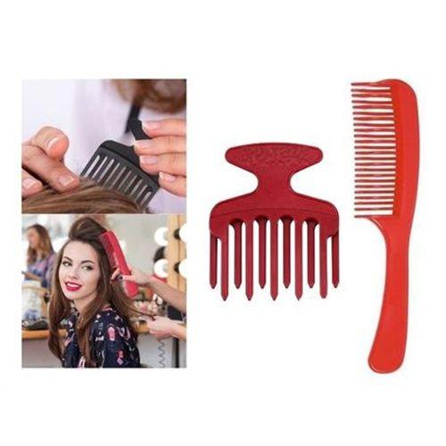Geniş Dişli Saç Tarama Tarağı Ve Perma Tarak Seti 2 Parça Pembe