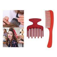 Geniş Dişli Saç Tarama Tarağı Ve Perma Tarak Seti 2 Parça Pembe