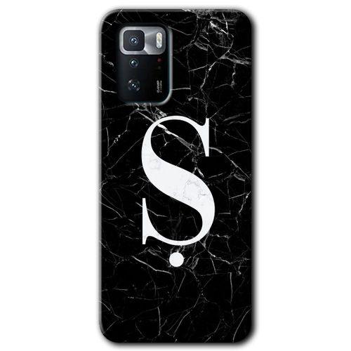 BeRa Aksesuar Poco x3 GT Kılıf Baskılı Kapak - Siyah Mermer Desenli Ş Harfi +Tam Kaplayan Mat Seramik