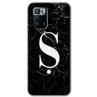 BeRa Aksesuar Poco x3 GT Kılıf Baskılı Kapak - Siyah Mermer Desenli Ş Harfi +Tam Kaplayan Mat Seramik
