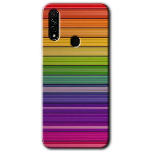 MRCİLETİSİM Oppo A31 Kılıf Baskılı Kapak - Colorful Lines + 5D Tam Kaplayan Cam