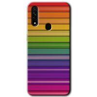 MRCİLETİSİM Oppo A31 Kılıf Baskılı Kapak - Colorful Lines + 5D Tam Kaplayan Cam