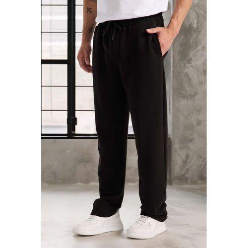 Mendes Baggy Kalıp Diagonal 3 İplik Kumaş Erkek Eşofman Altı Pantolon - Siyah