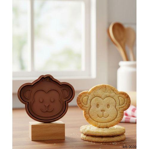 Gülümseyen Maymun Yüzü Kurabiye Kalıbı – Çift Parça Hamur Kesici, Şeker Hamuru ve Oyun Hamuru İçin