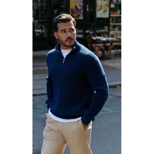 Erkek Balıkçı Zip Yaka Uzun Kollu Triko