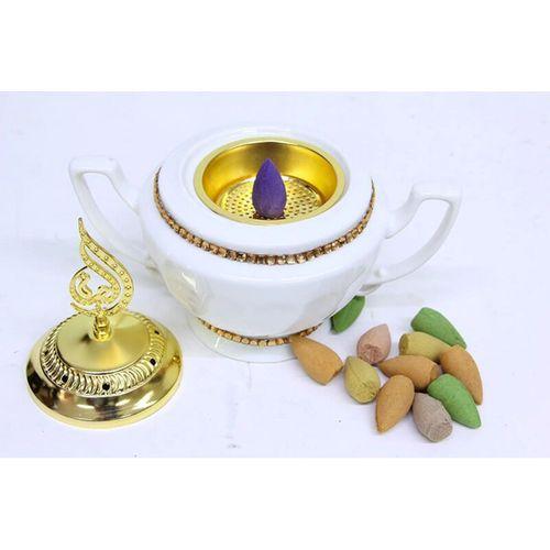 Buhurdanlık Seramik Kulplu Zamak Kapak Detaylı