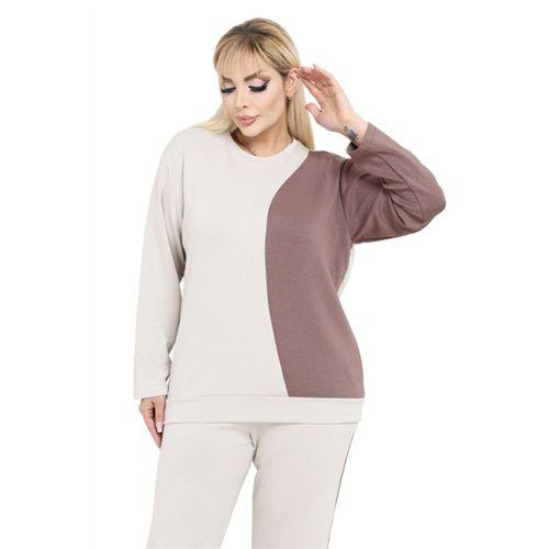 Melsay Butik Ekru Taba Renk Bloklu Modal Kadın Eşofman Takımı