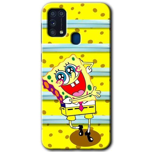 Samsung Galaxy M31 Kılıf Baskılı Kapak - Aşık Sünger Bob +Tam Ekran Koruyucu