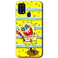 Samsung Galaxy M31 Kılıf Baskılı Kapak - Aşık Sünger Bob +Tam Ekran Koruyucu