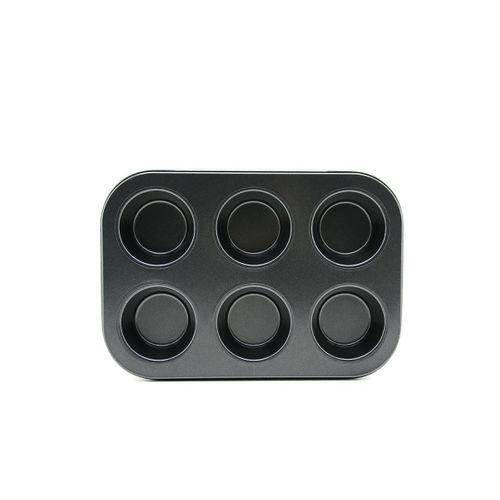 6 Gözlü Siyah Metal Muffin Kalıbı