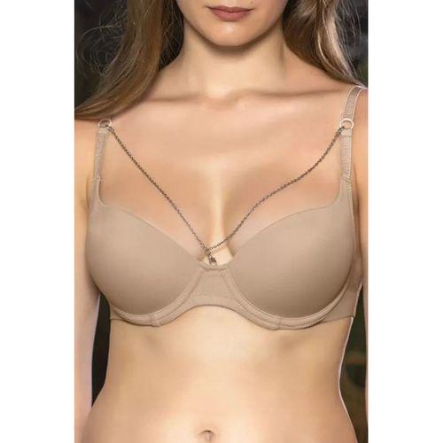 Günlük Kullanıma Uygun Ten Zincir Aksesuarlı Yarım Push-up Sütyen,destekli, Düşük Dekolte Uyumlu