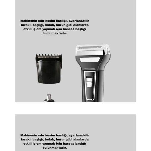 İnsua Erkek Bakım Seti – 3 Başlıklı Şarjlı Tıraş Makinesi, 60 Dakika Kablosuz Kullanım