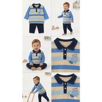 6/24 Ay Yakalı Düğme Detaylı Bebek Takımı