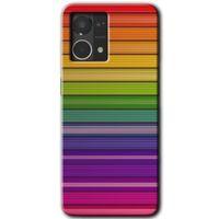 Oppo Reno 7 4G Kılıf HD Desen Baskılı Arka Kapak - Colorful Lines + Kırılmaz Cam